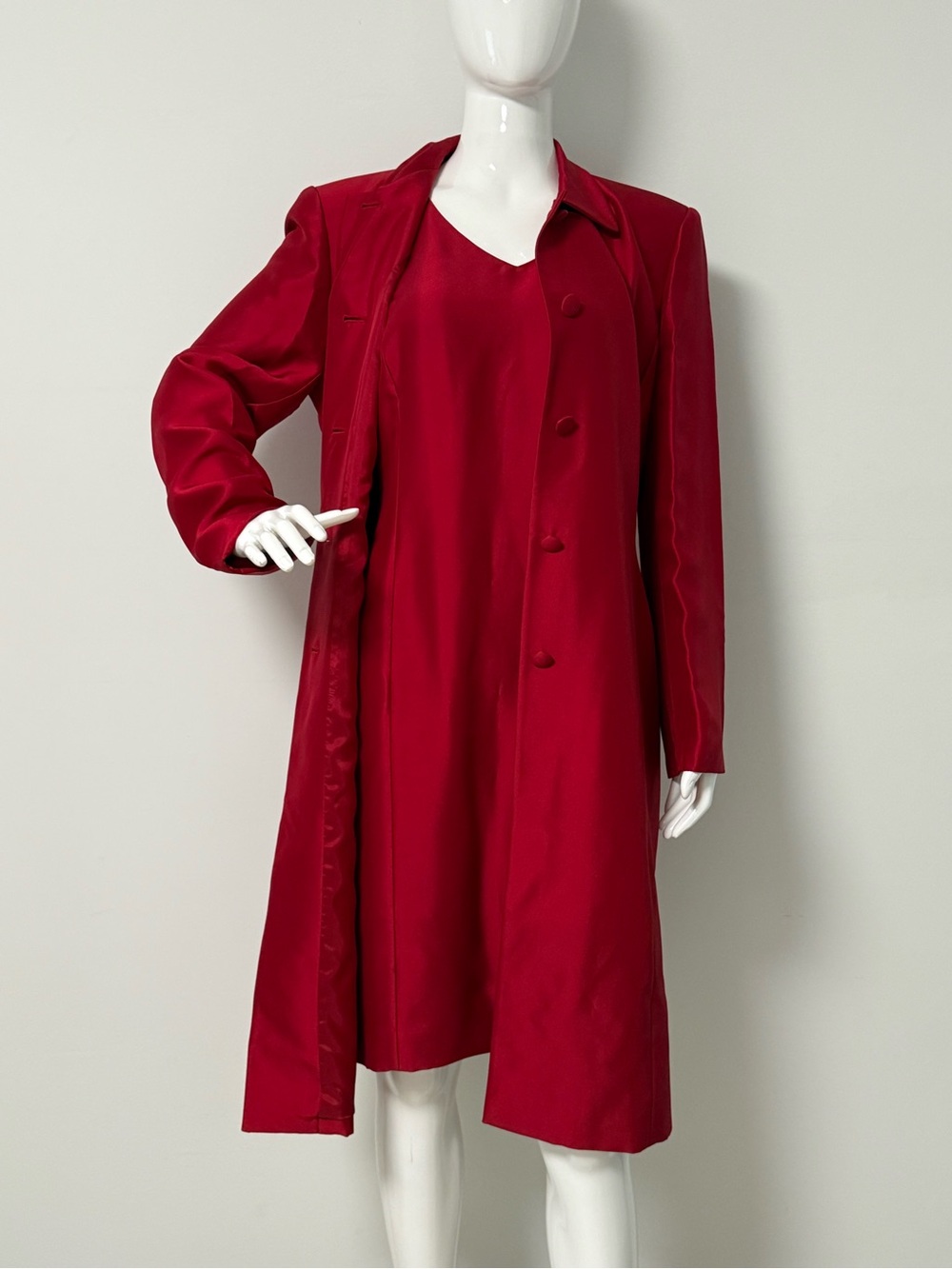 Ann Taylor Burgundy Silk Dress and Matching Coat Set
